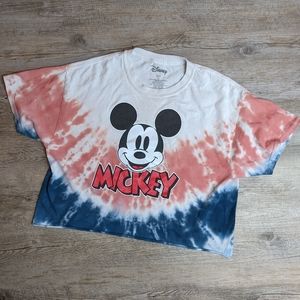 Disney tie dye crop top shirt Mickey Mouse size large